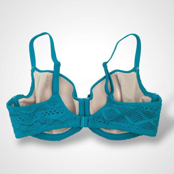 Freya Swimwear Bikini Top Size 34DDD Turquoise Teal Swim Bra Clip Fastening - Picture 2 of 7